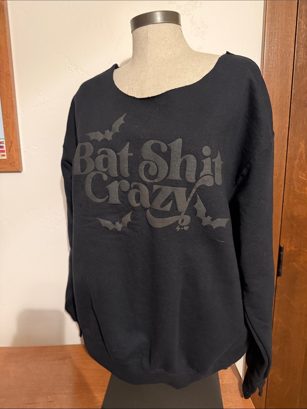 Black Graphic 'Bat Shit Crazy' Women's Sweatshirt